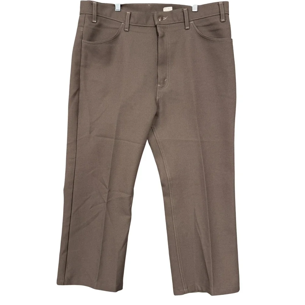 Vintage Levi's Dress‎ Pants Mens 40x30 Brown Dacron Polyester Bootcut Made USA